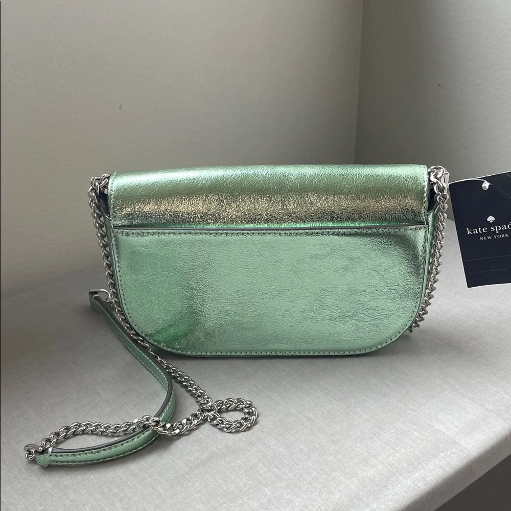 Kate Spade Metallic Seawater Green Crossbody Bag NWT